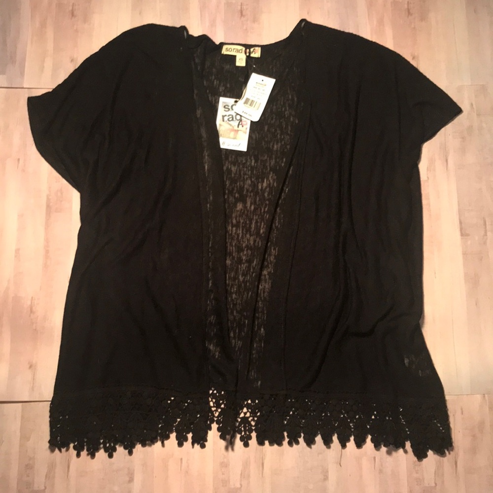Black Lace Trimmed Cardigan